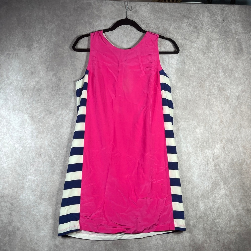 Amanda Uprichard Wayfair Dress Womens Medium Pink Stripe Silk A-Line Preppy
